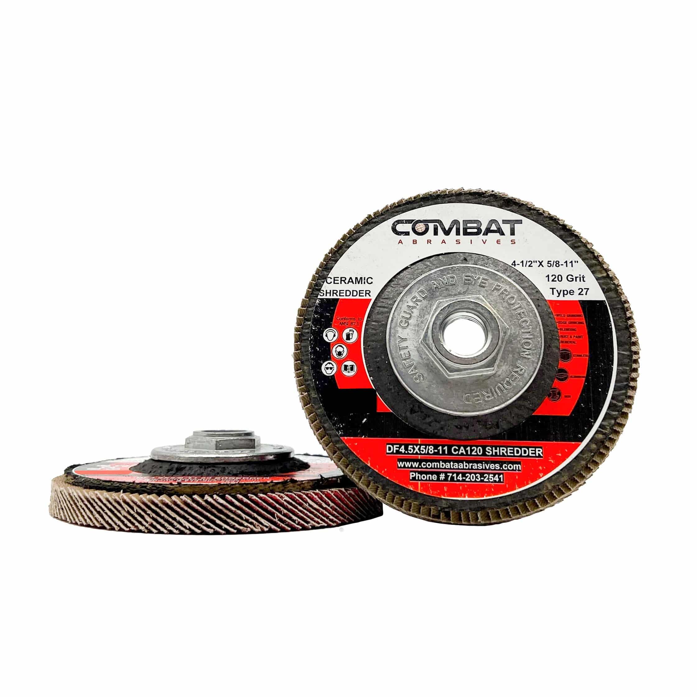 Ceramic Shredder Flap Discs 4-1⁄2" x 5/8-11" With Hub (Type 29) 5X LIFE! - Combat Abrasives