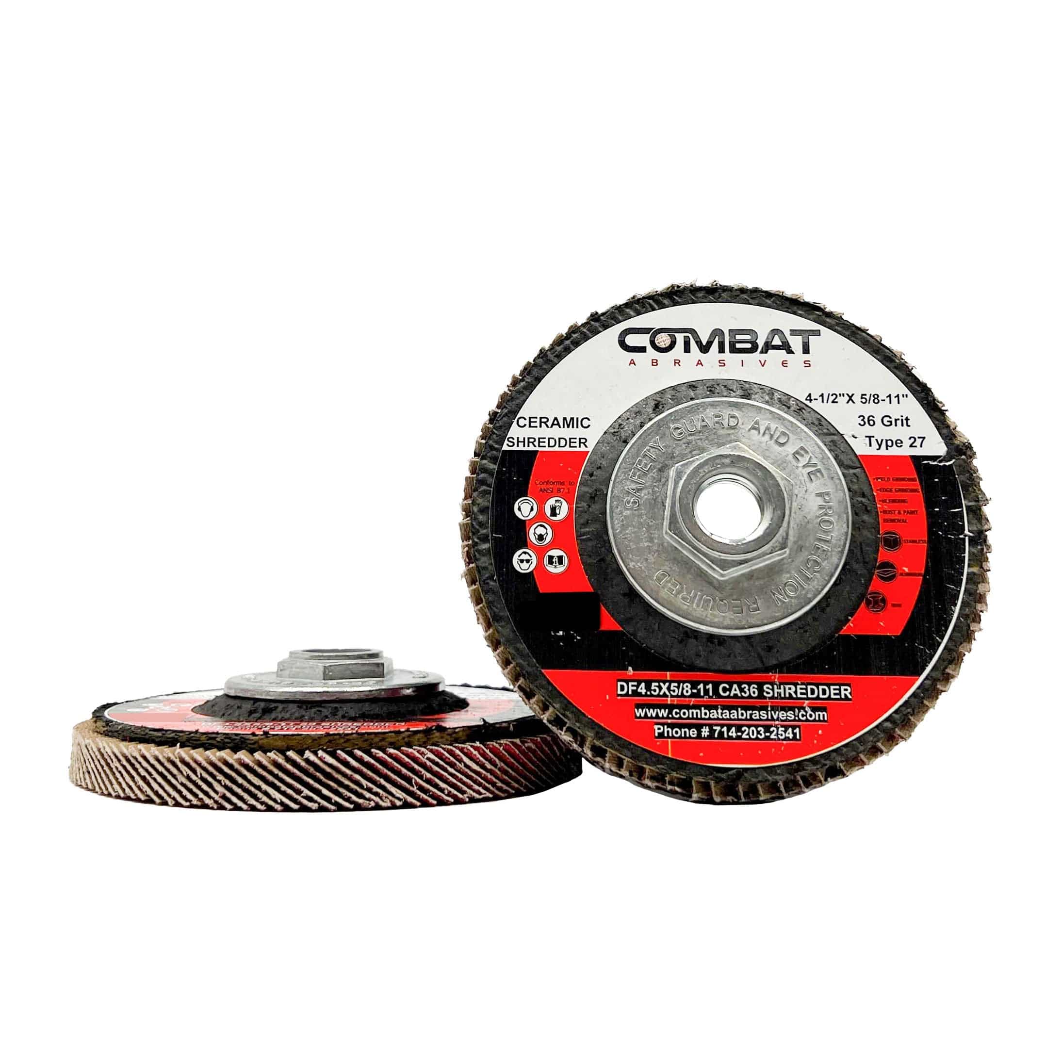 Ceramic Shredder Flap Discs 4-1⁄2" x 5/8-11" With Hub (Type 29) 5X LIFE! - Combat Abrasives