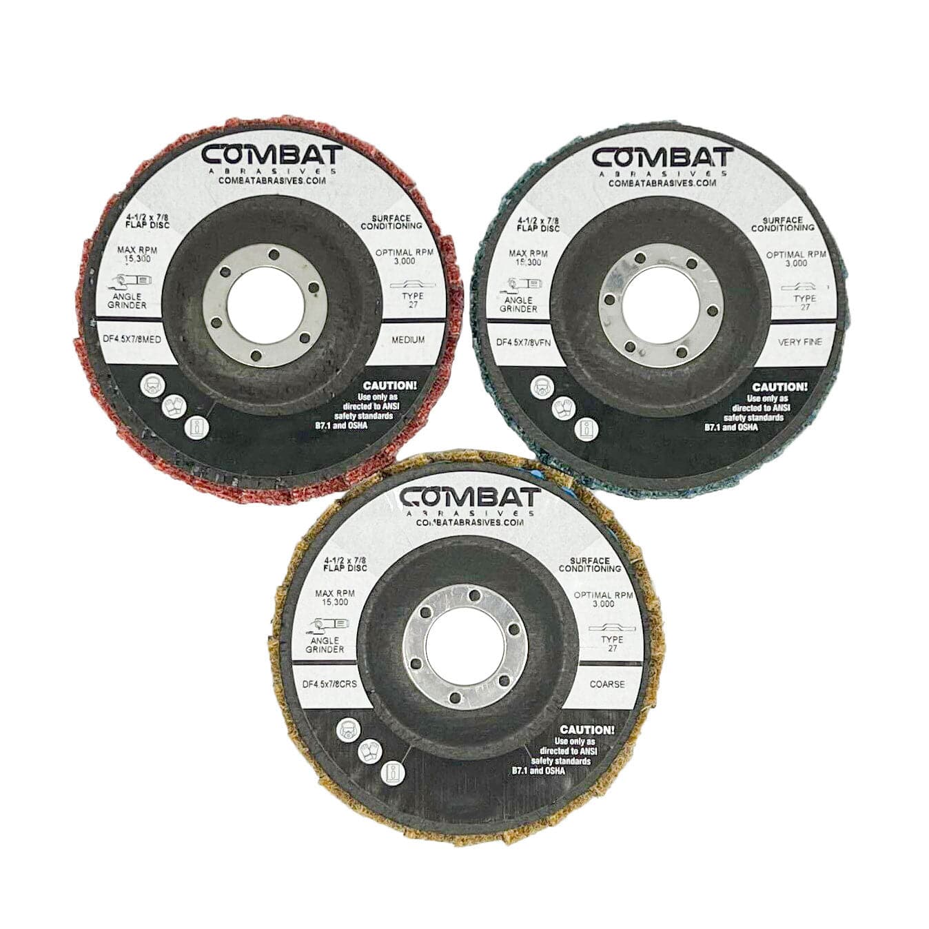 Surface Conditioning Flap Disc 4-1/2" x 7/8" (Type 29) Long Life - Combat Abrasives