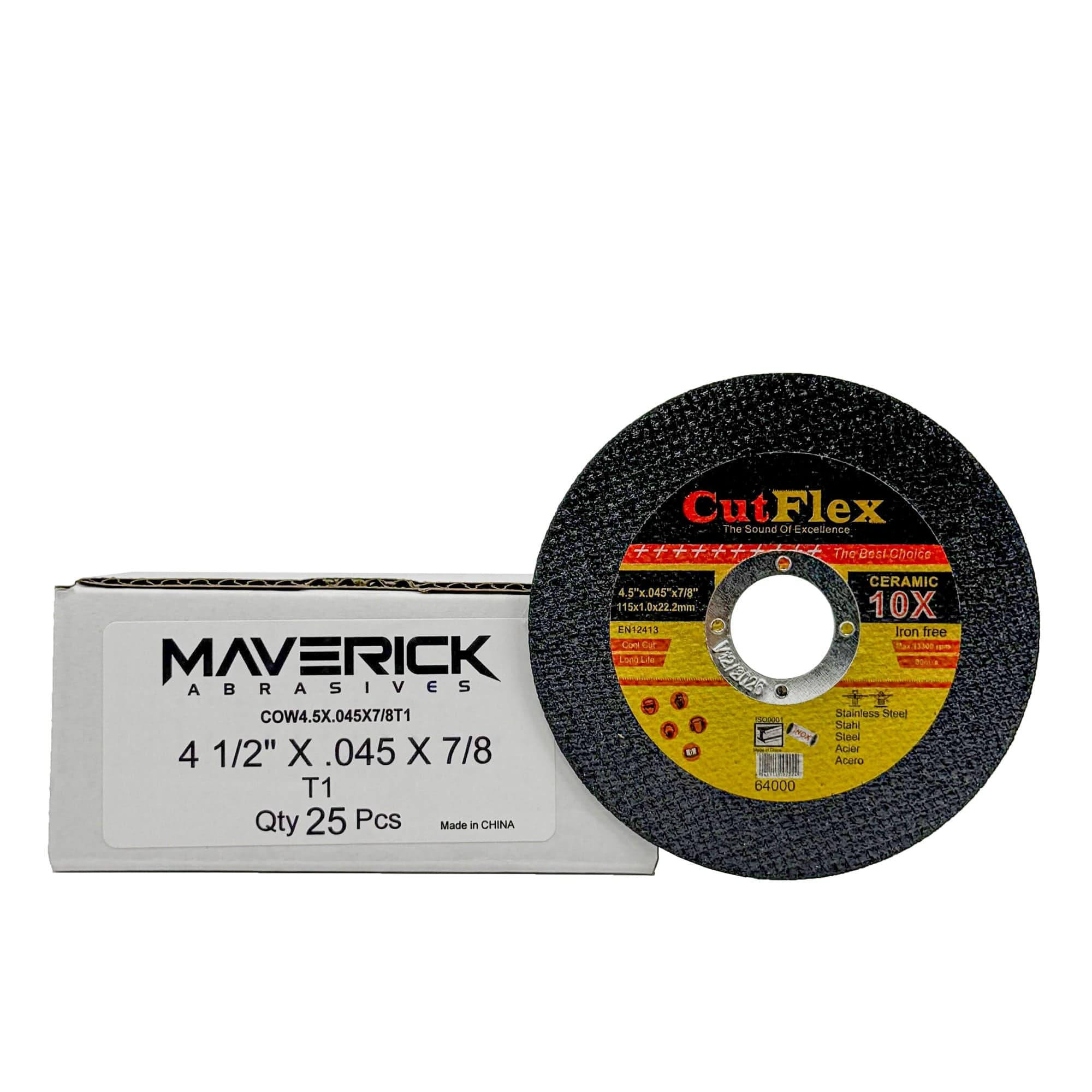 Cut Off Wheel 4.5" X .045" x 7/8" Type 1 - 25 Pack - Combat Abrasives