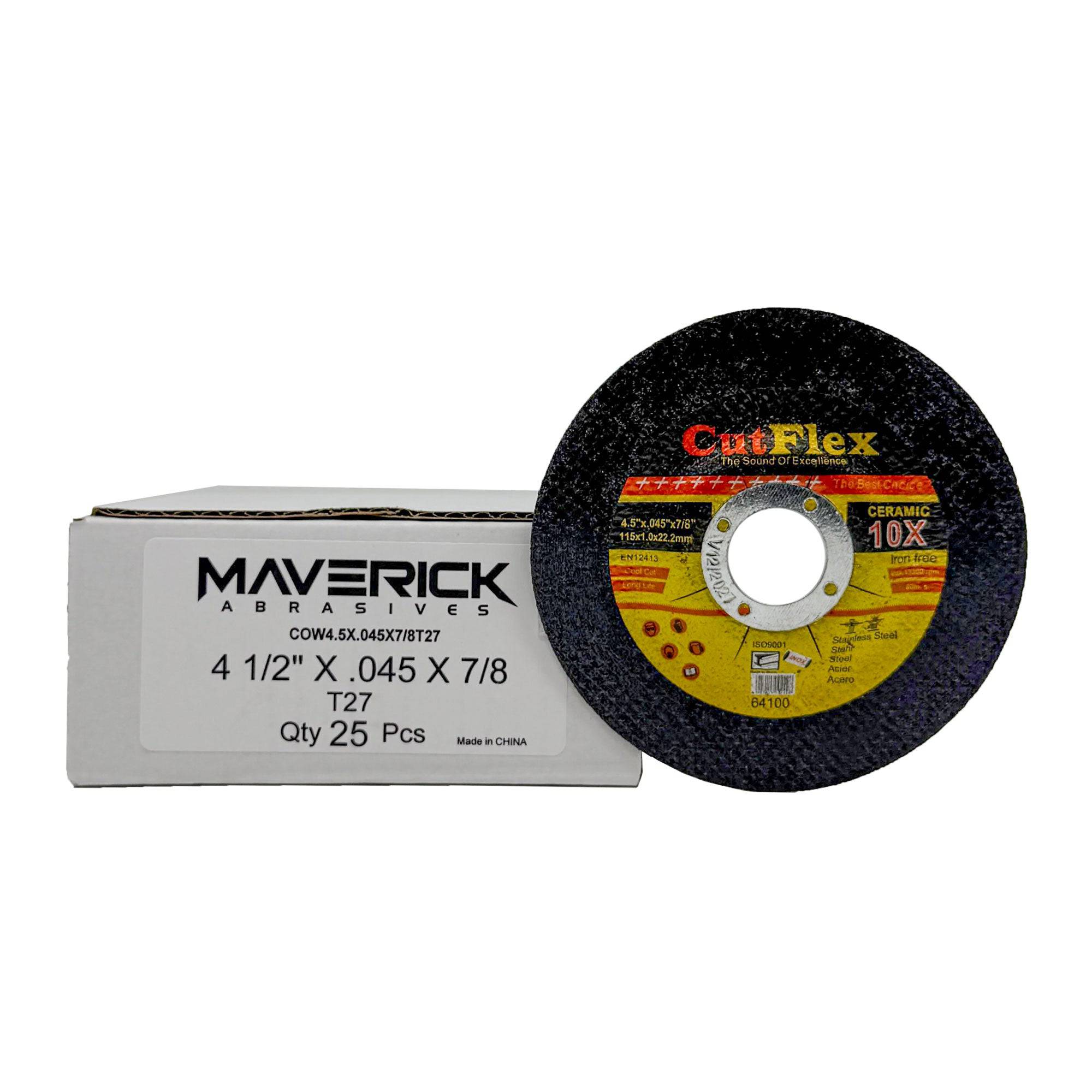 Cut Off Wheel 4.5" X .045" x 7/8" Type 27 Depressed Center - 25 Pack - Combat Abrasives