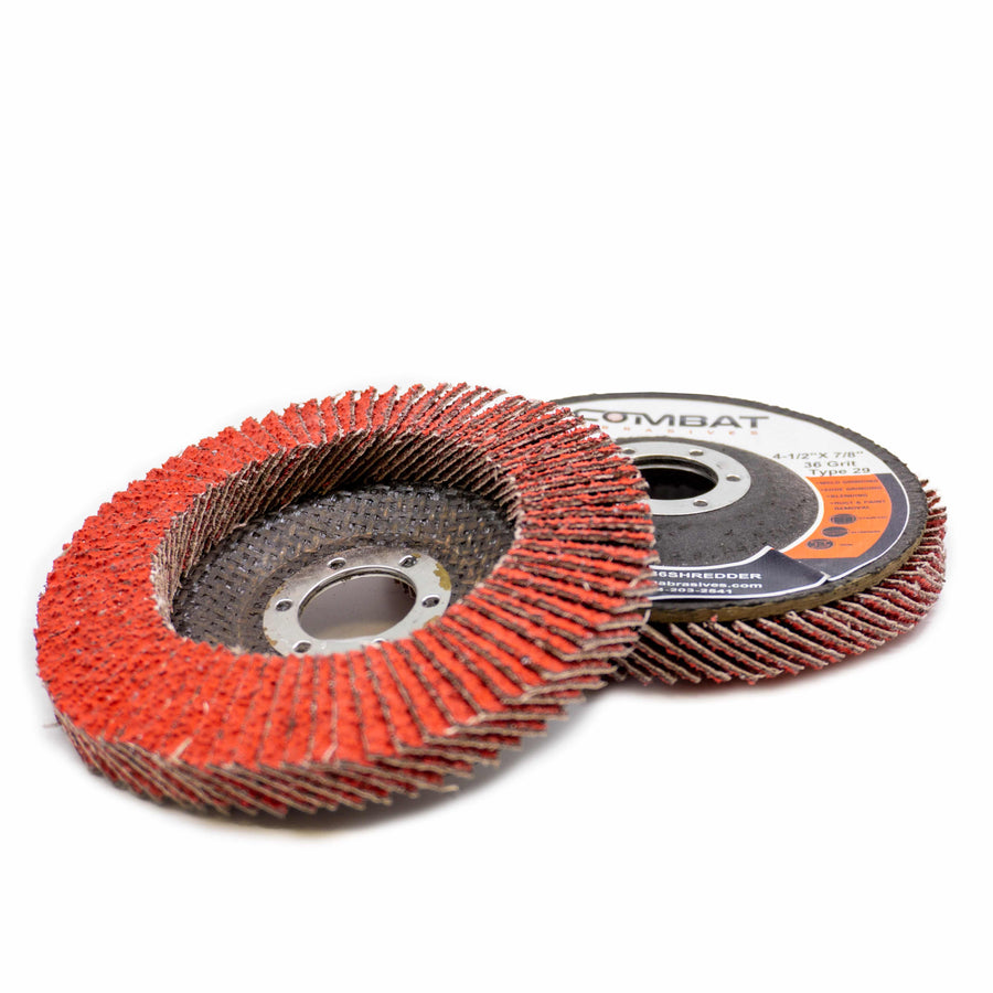 Ceramic Shredder high density flap disc 4-1/2 x 7/8 - Combat Abrasives