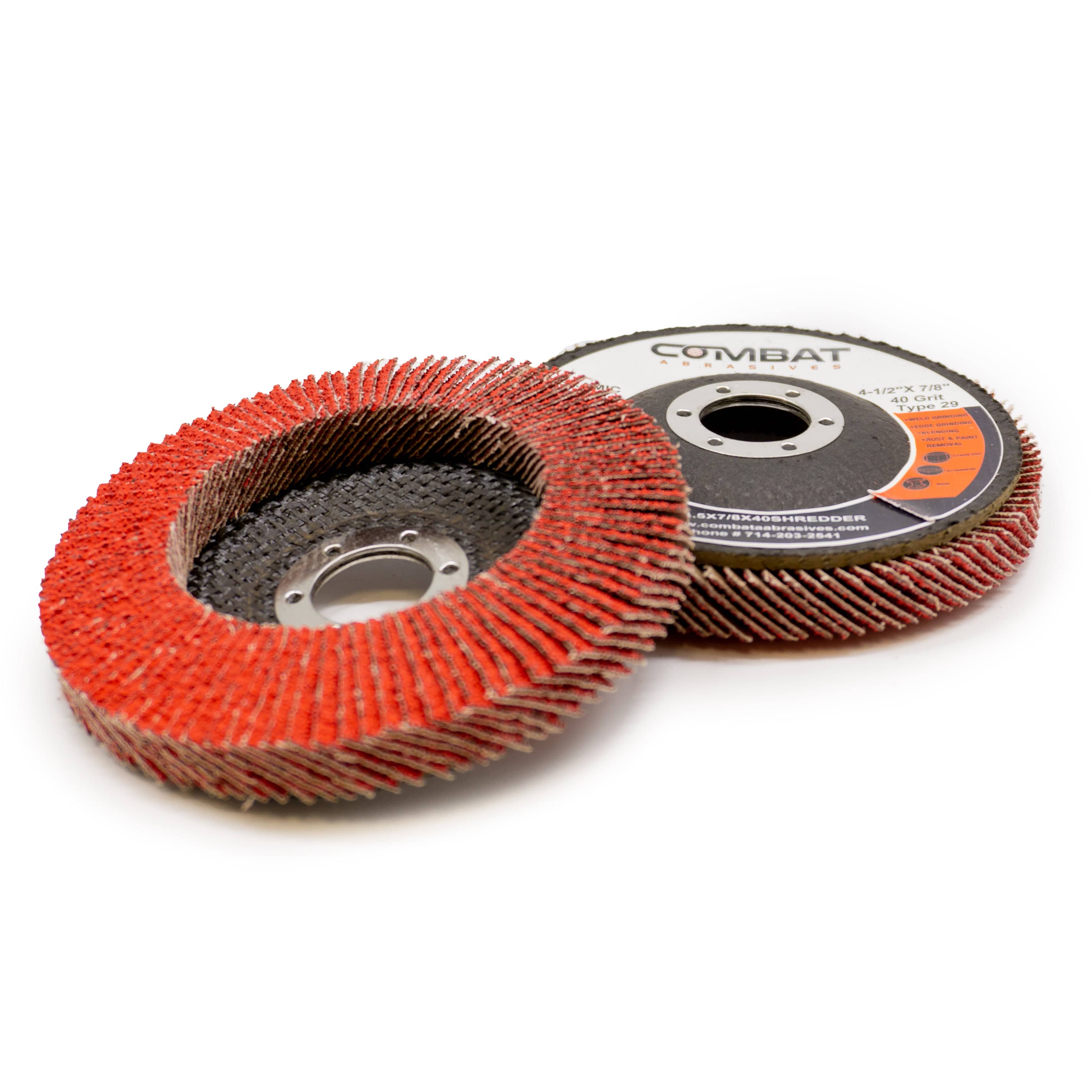 Ceramic Shredder Flap Discs 4-1⁄2" x 7⁄8" (Type 29) 5X LIFE! - Combat Abrasives