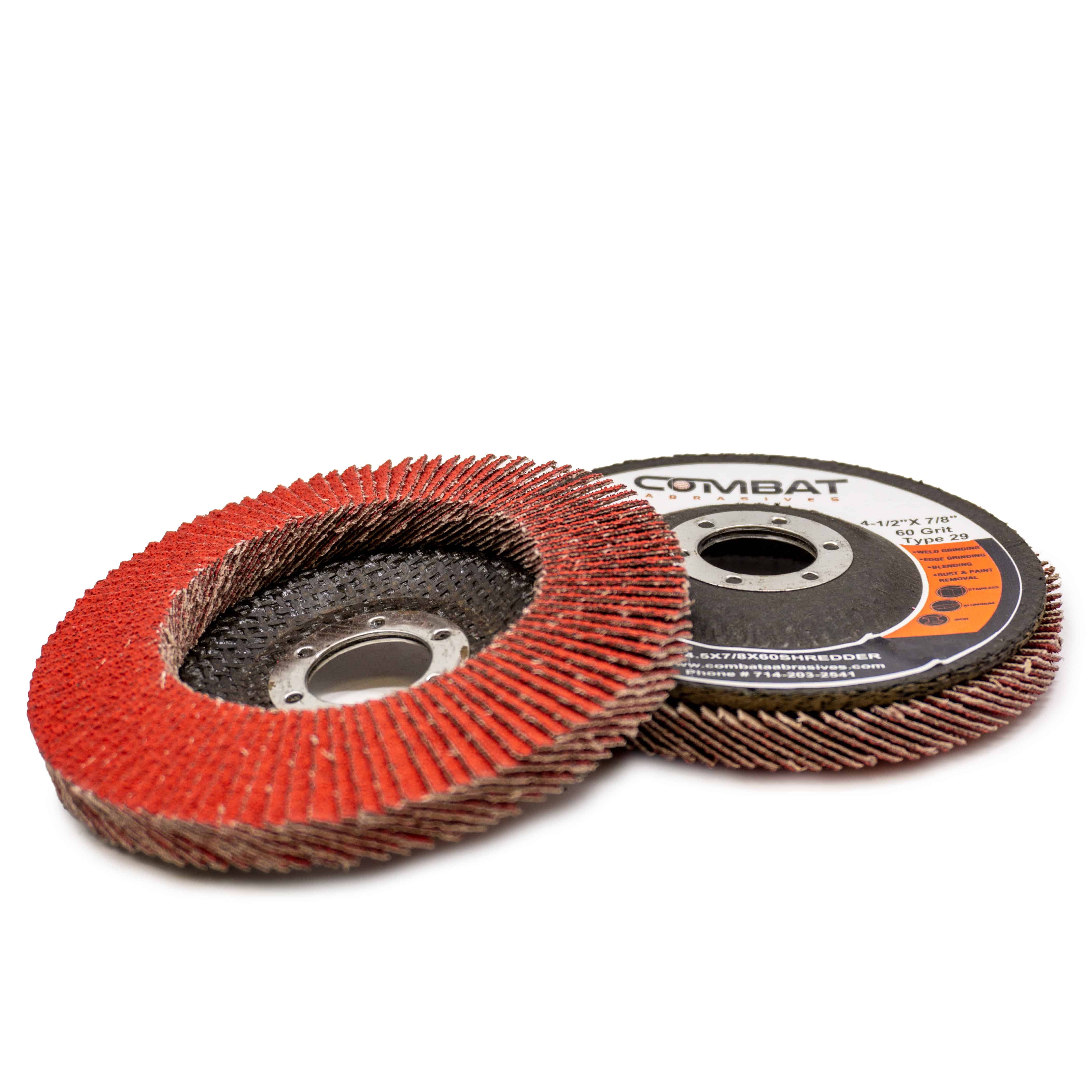 Ceramic Shredder Flap Discs 4-1⁄2" x 7⁄8" (Type 29) 5X LIFE! - Combat Abrasives