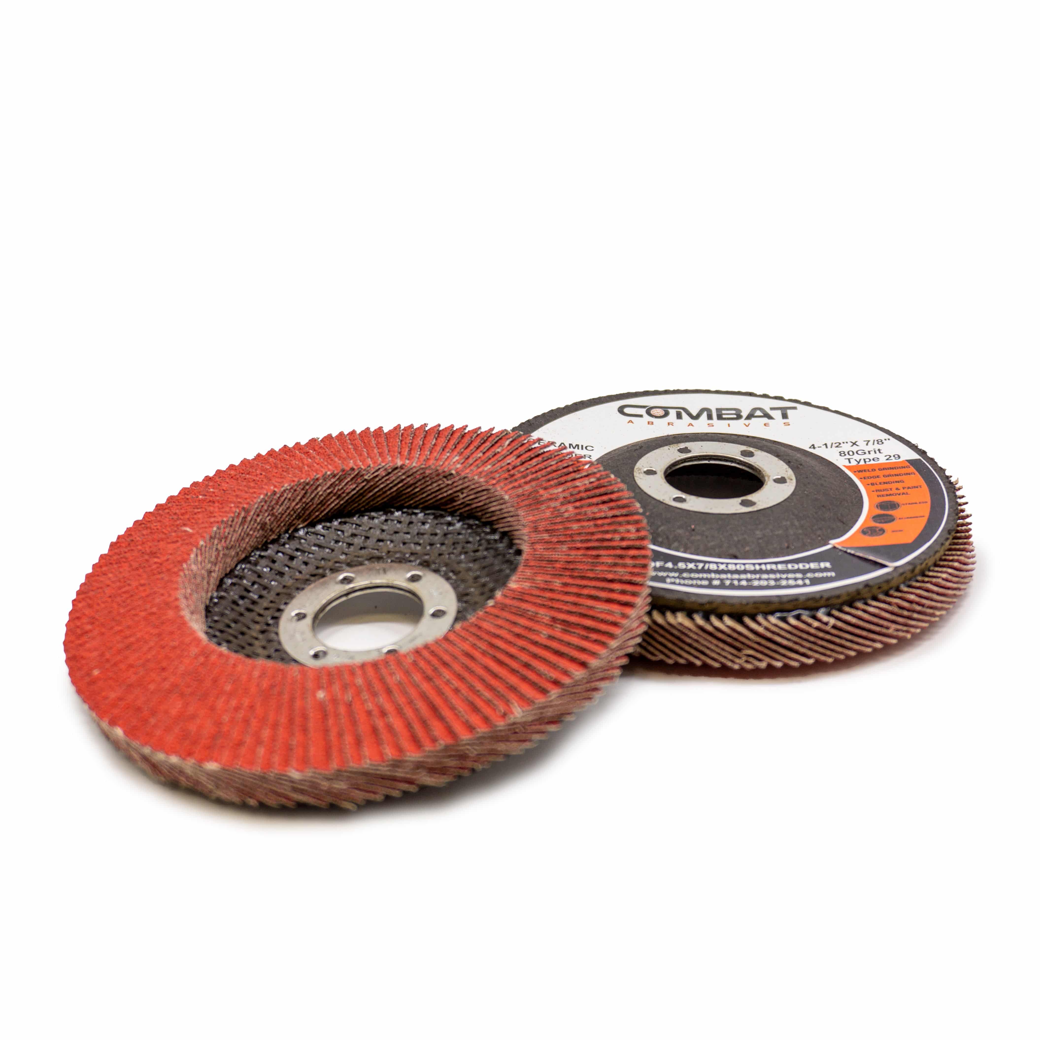 Ceramic Shredder Flap Discs 4-1⁄2" x 7⁄8" (Type 29) 5X LIFE! - Combat Abrasives